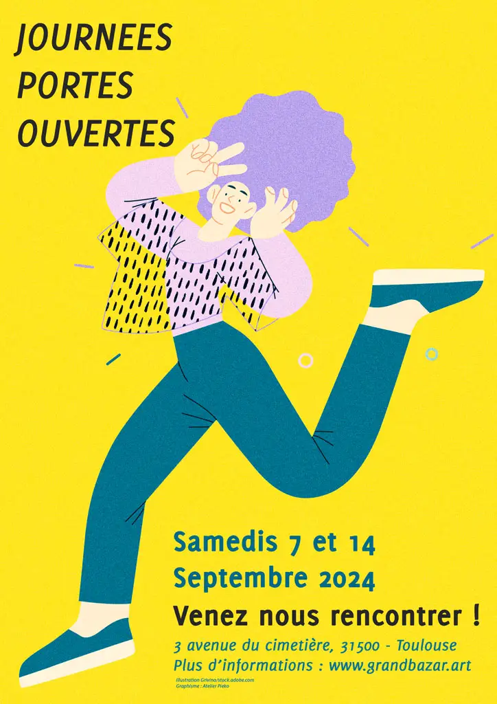 Affiche et flyer promotionnel Grand Bazar 2024 - Design graphique événementiel Toulouse Audrey Bourdin