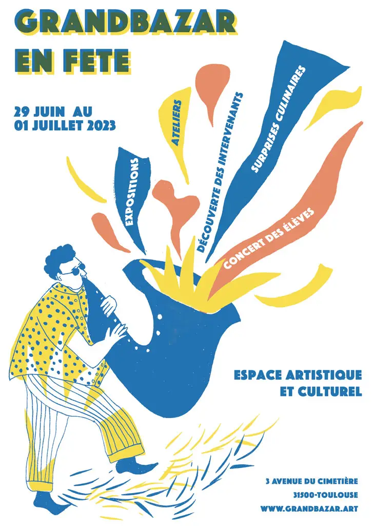 Flyer promotionnel Grand Bazar 2023 - Design graphique événementiel Toulouse Audrey Bourdin