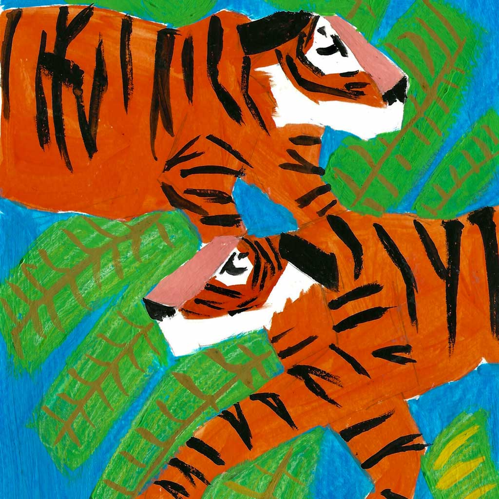 llustration d'un tigre, réalisée par Audrey Bourdin de l'Atelier Pieko